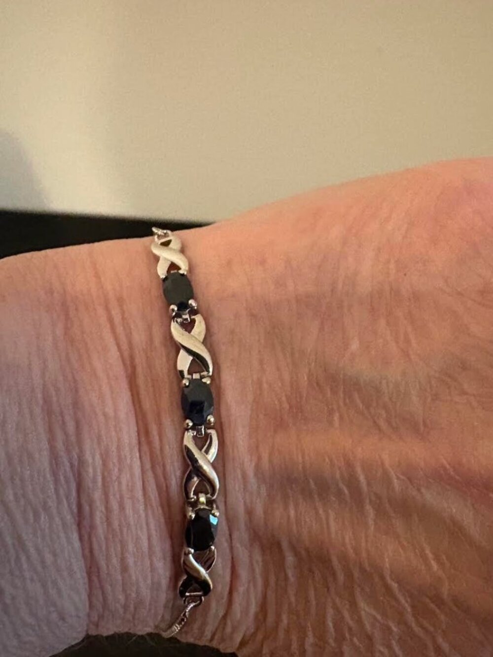 Sapphire Sterling Silver Bolo (Adjustable) Bracelet